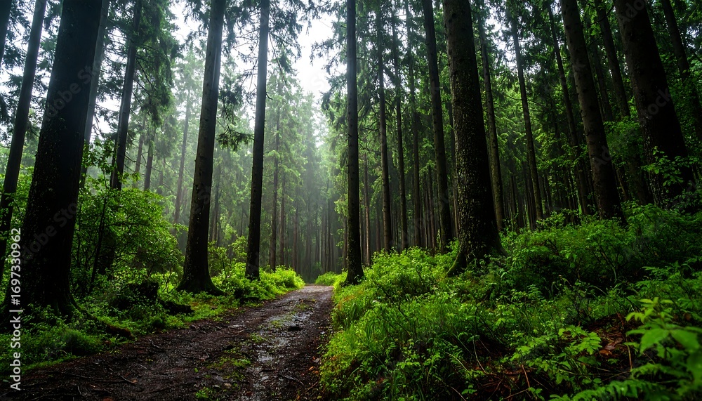 Obraz premium Misty forest path (1)