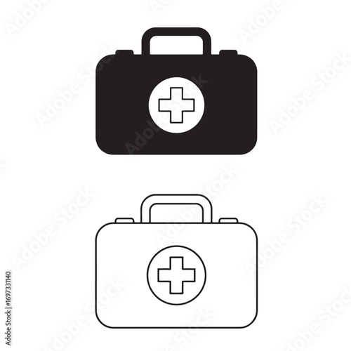 First Aid Kit and Med Kit Icon Vector Design on White Background.