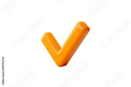 Three-Dimensional Orange Checkmark Symbol, Perfect for Digital Designs