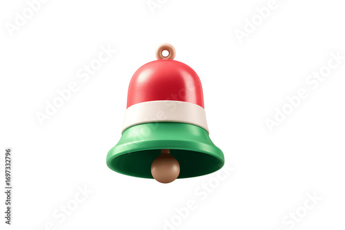 A Festive Christmas Bell with Red, White, and Green Stripes
