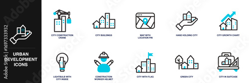 Urban Development Line Icon Set