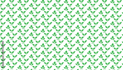 Green stylized plant sprouts with leaves pattern on a white background leaf