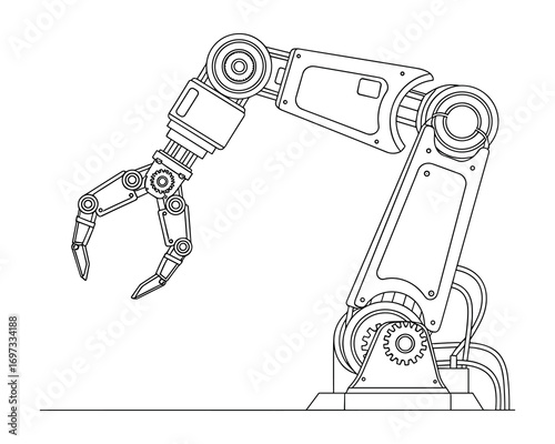 Technical Illustration: Robotic Arm - Engineering and Automation Design Blueprint