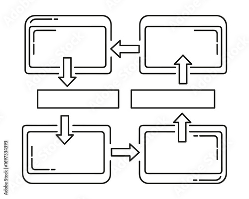 Flowchart Process Diagram: Linear Workflow Cycle with Arrows and Empty Text Boxes