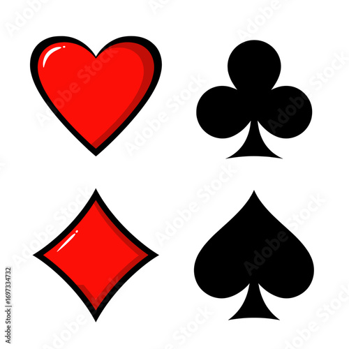 Playing card suit icon vector set heart spade club diamond