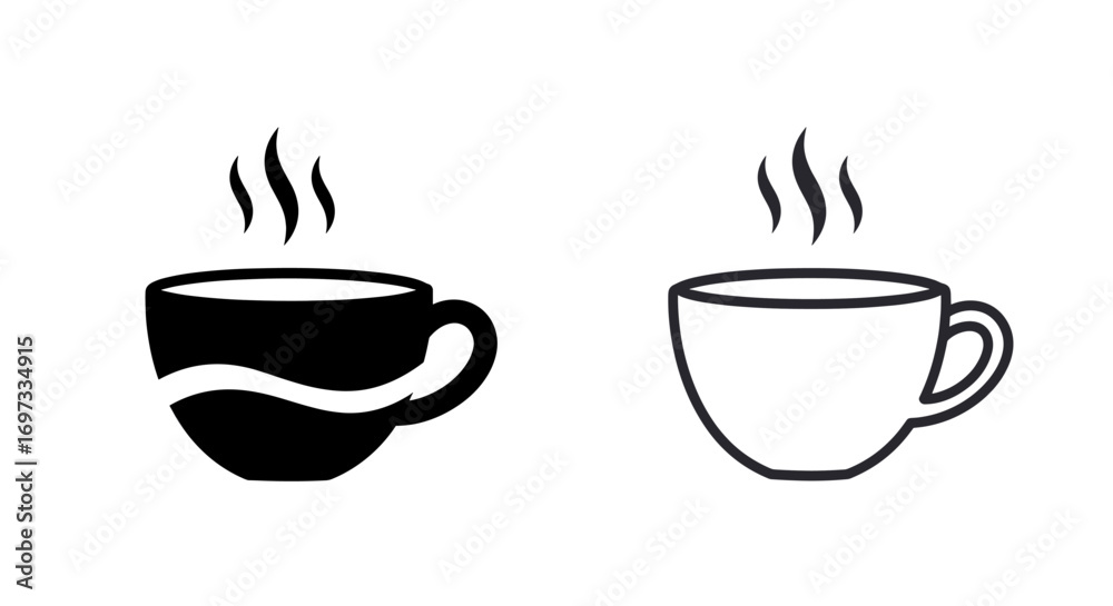 Obraz premium Coffee cup icon vector set black and outline style