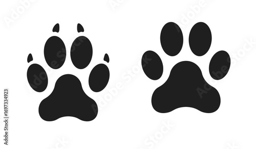 Paw print animal footprint vector icon set isolated