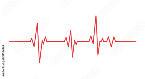 Heartbeat Line Vector Icon in Red Color on White Background