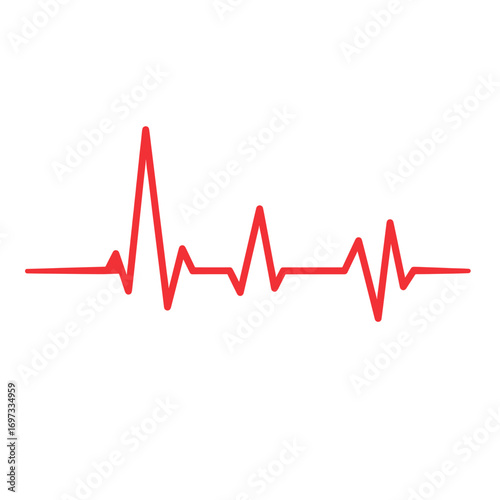 Heartbeat Line Vector Icon in Red Color on White Background