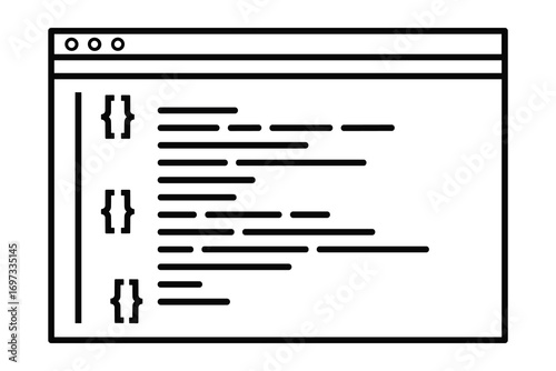 Abstract Code Illustration in a Programming Window; Vector Icon for Developers.