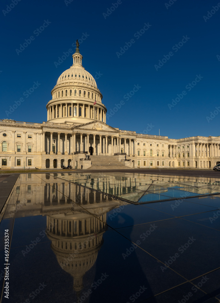 Fototapeta premium Washington DC Capitol dome. Congress and Senate building. American federal government house. Historic Capitol Hill landmark. United States national symbol. Famous architecture in the capital.