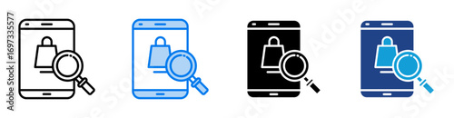 Search icon set multiple style collection
