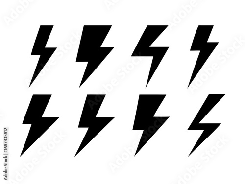 Free Download Collection of bold lightning bolt icons and symbols in black and white vector illustration
 - GFXLoad