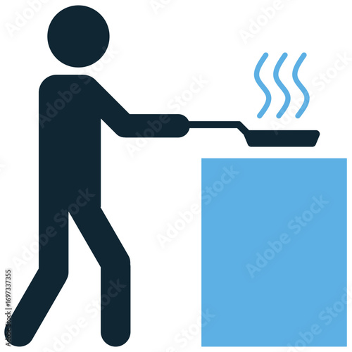 Cooking icon vector. Ideal for food blogs, recipes, and culinary designs. A simple, versatile symbol representing the act of preparing a meal.