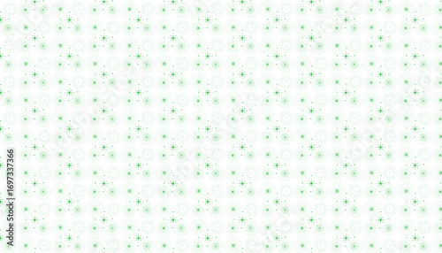 Repeating pattern of small green starburst floral elements on a white background abstract
