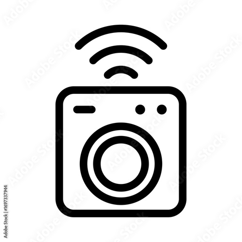 Smart Washing Machine Line Icon of Smart Appliances Icon Set