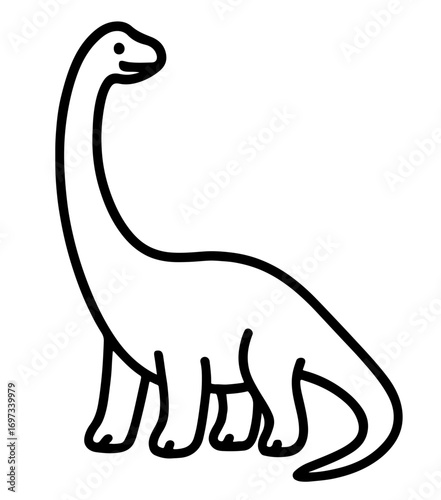 Brachiosaurus Minimalist Outline Coloring Page for Kids and Adults Printable Easy Art Therapy