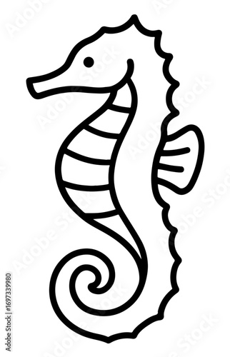 Seahorse Minimalist Outline Coloring Page for Kids and Adults Printable Easy Art Therapy