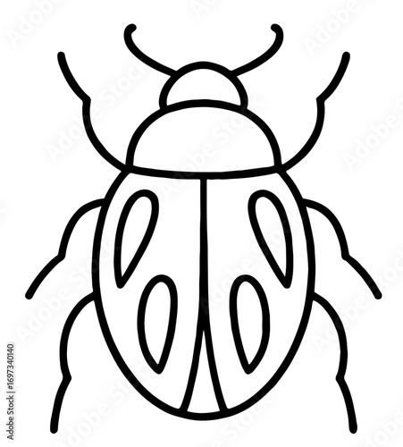 Beetle Minimalist Outline Coloring Page for Kids and Adults Printable Easy Art Therapy