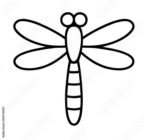 Dragonfly Minimalist Outline Coloring Page for Kids and Adults Printable Easy Art Therapy