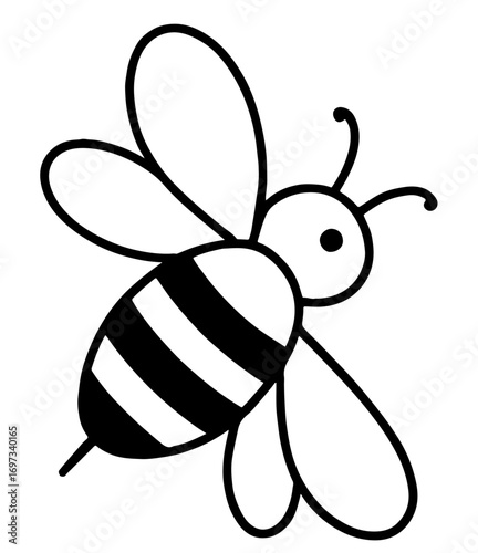 Bee Minimalist Outline Coloring Page for Kids and Adults Printable Easy Art Therapy