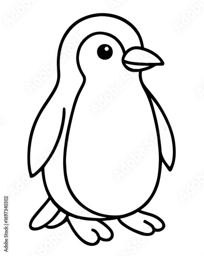 Penguin Minimalist Outline Coloring Page for Kids and Adults Printable Easy Art Therapy