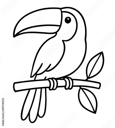 Toucan Minimalist Outline Coloring Page for Kids and Adults Printable Easy Art Therapy