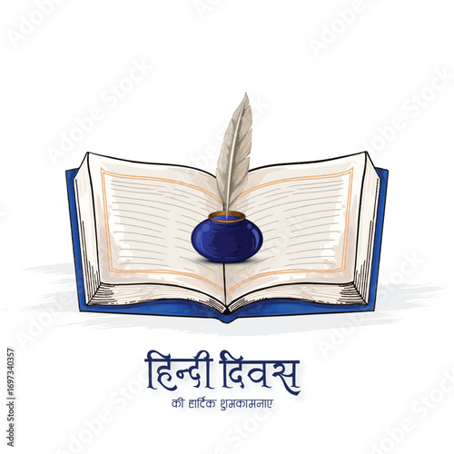 Happy hindi divas indian mother language celebration card design