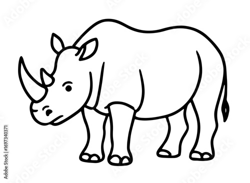 Rhinoceros Minimalist Outline Coloring Page for Kids and Adults Printable Easy Art Therapy