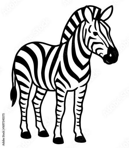 Zebra Minimalist Outline Coloring Page for Kids and Adults Printable Easy Art Therapy