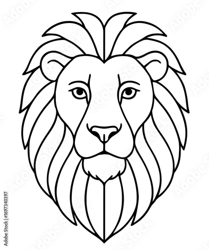Lion Face Minimalist Outline Coloring Page for Kids and Adults Printable Easy Art Therapy
