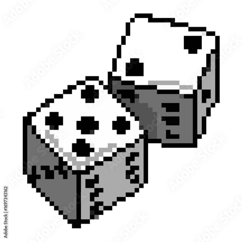 Pixel dice vector. Perfect for gaming, luck, and chance themes. A unique icon that merges a classic symbol with a modern, digital, and pixelated aesthetic.