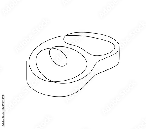 Line Art Illustration of a Steak Cut