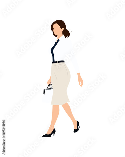 Flat vector people and illustration, woman with formal executive outfit
