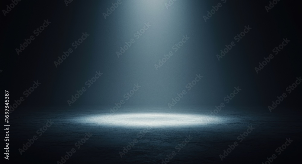 Obraz premium Spotlight beam shining down illuminating dark stage floor backdrop