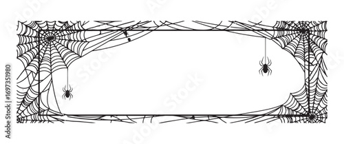 Halloween party backdrop featuring spiderwebs, available as a jpg or transparent texture, with empty space for text. This serves as a template element for posters, brochures, and online ads, in vector