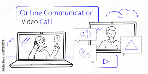 Online communication and video calls connecting people through technology and digital interaction