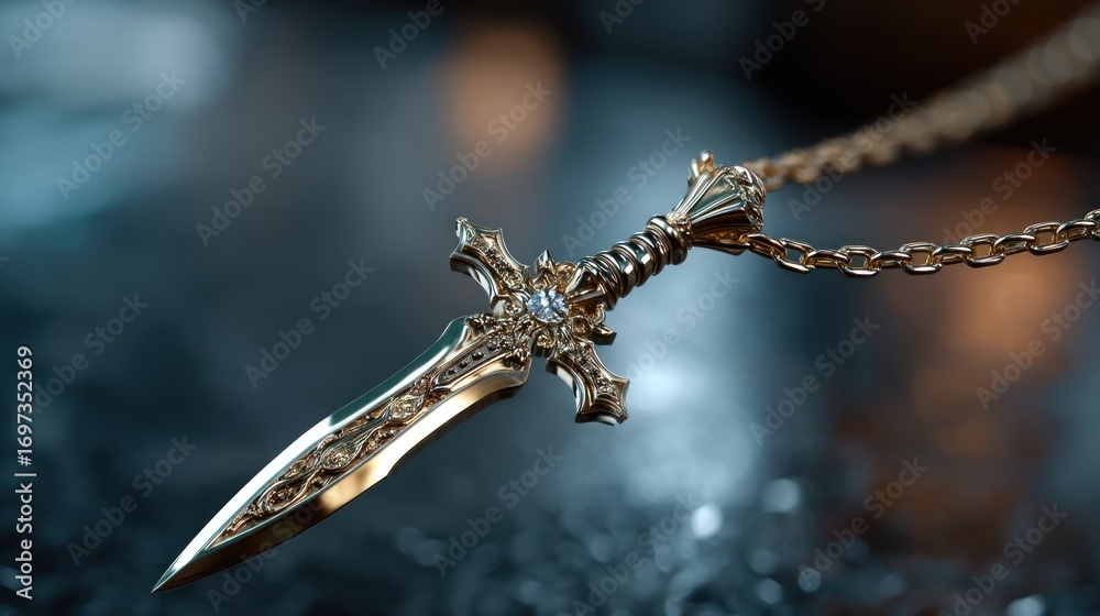 Fototapeta premium Gold sword pendant