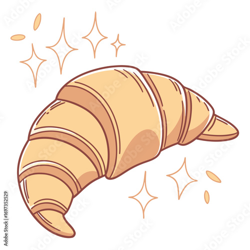 Vector art of delicious croissant illustration perfect for a bakery or food blog