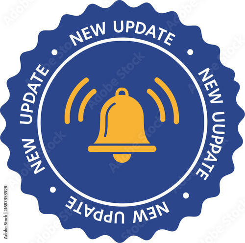 Alert badge announces a new update with a ringing bell, signifying important news.