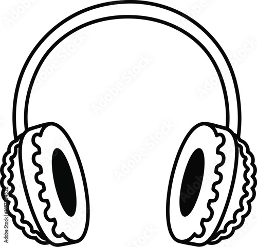 Simple outline illustration of cozy earmuffs for winter warmth