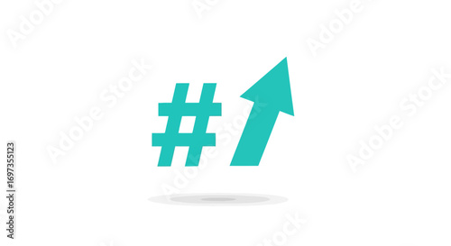 Free Download Teal Number One Symbol with Upward Arrow on White Background. - GFXLoad