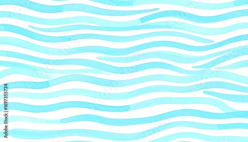 Serene Watercolor Waves A HandPainted Seamless Pattern of Flowing Aqua Lines.