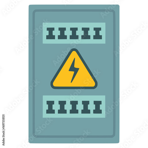 grey panel electrical box flat color vector illustration template design