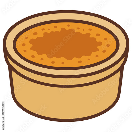 Crème Brûlée French creamy custard flat color vector illustration template design