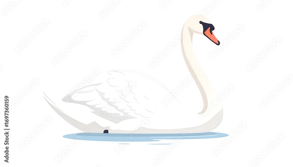 Fototapeta premium White swan on water