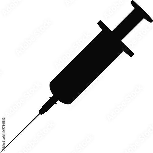 Black medical syringe silhouette injection needle