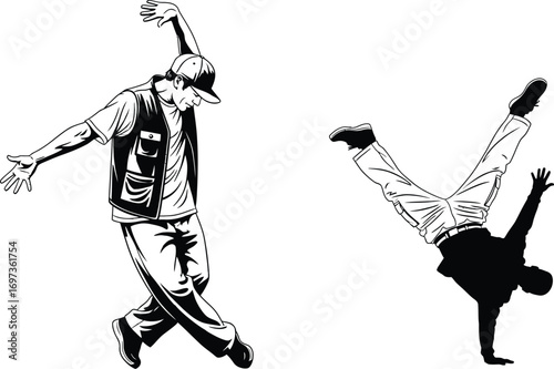 Dynamic dancers showcase energetic hip hop moves and acrobatic breakdance style