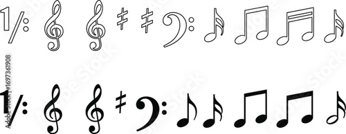 A collection of musical notes and symbols representing rhythm and melody