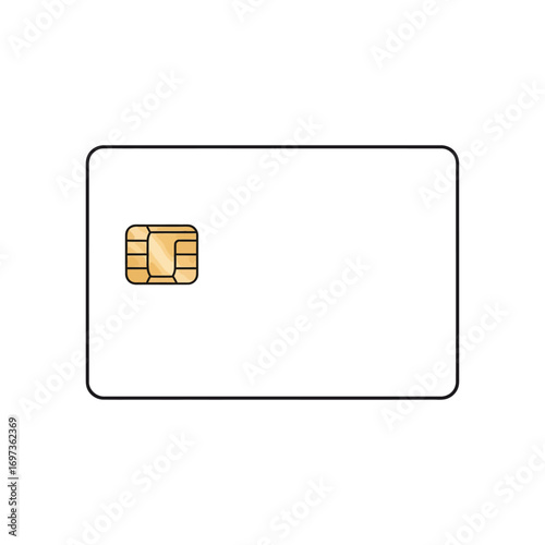 A blank white smart card with a golden EMV chip, isolated on a white background, representing modern payment technology.